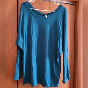 Sivana Bamboo/Organic Cotton Long Sleeve Dolman Top Teal Blue XL